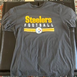 PITTSBURGH STEELERS T Shirt (Large) ‘47 BRAND Grey AFC NORTH Dual Sided .